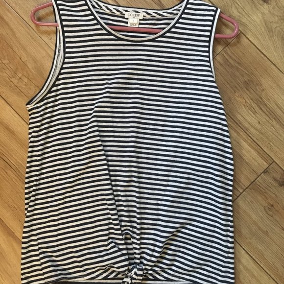 J. Crew Tie Front Striped Tank Top Small - Picture 2 of 5
